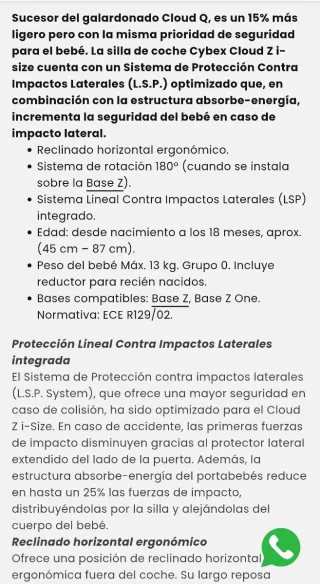 Cybex Platinum Cloud Z i-Size Silla Grupo 0 + Base