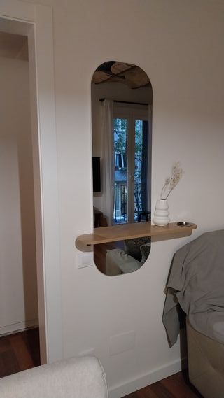 Specchio consolle per ingresso in legno e metallo