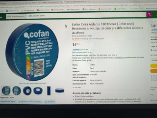 20 Rollos Cinta Aislante Azul Cofan PVC