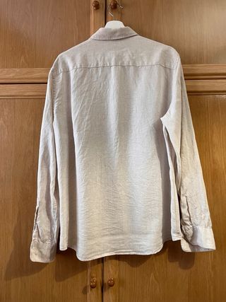 Camisa H&M Beige Lino Manga Larga