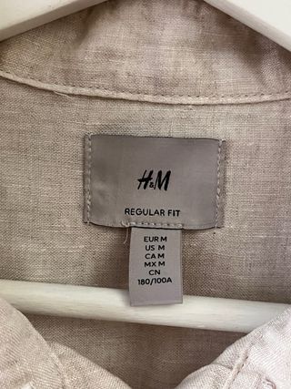 Camisa H&M Beige Lino Manga Larga
