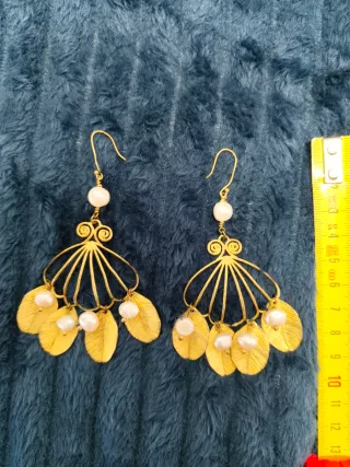 Pendientes LC Tartaruga hoja y perla
