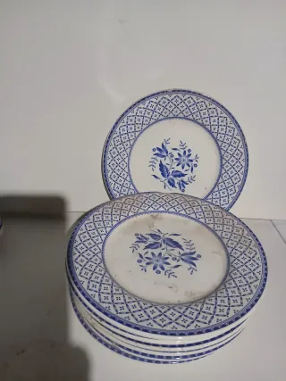 Set di piatti antichi blu e bianchi