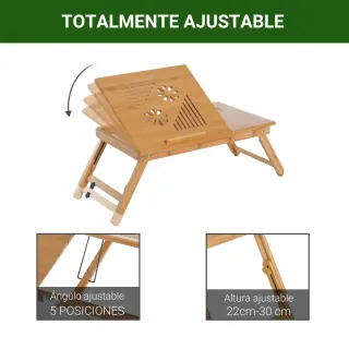 Mesa auxiliar de bambú plegable