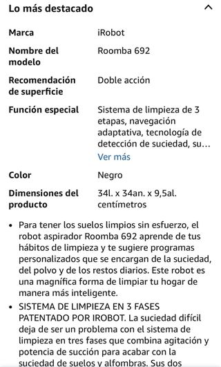 iRobot Roomba 692 Robot Aspirador Negro