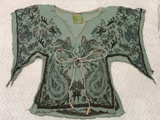 Blusa Estampada Boho, pollera ajustable, top rosa