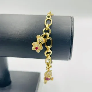 PULSERA ABALORIOS OSOS CON CIRCONITAS Oro18K