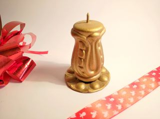 Portacandele ferro battuto finitura oro Natale