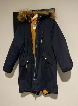 Abrigo Zara Azul con Forro Amarillo