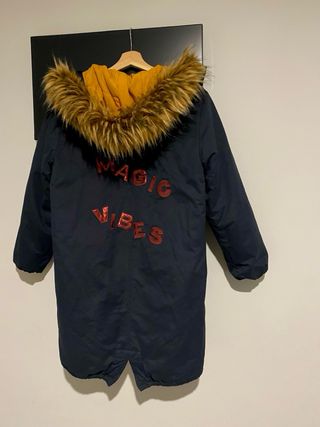 Abrigo Zara Azul con Forro Amarillo