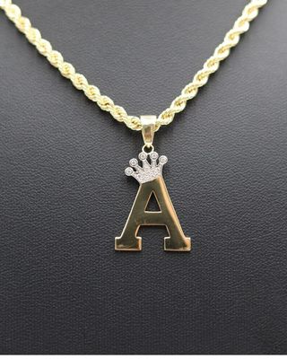 COLGANTE LETRA CON CIRCONITAS A. Oro 18k.