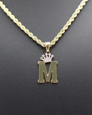 COLGANTE LETRA CON CIRCONITAS M. Oro 18k.