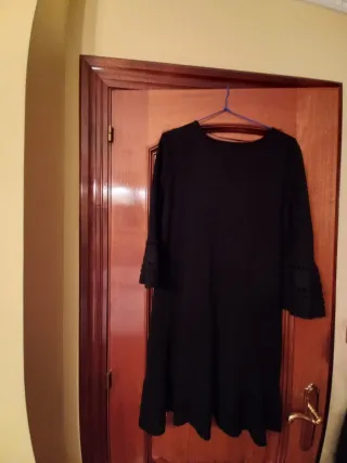 Vestido Desigual Negro Talla S/M Bordado