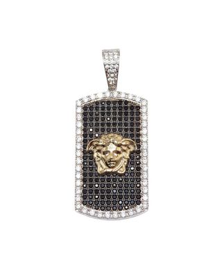 COLGANTE RECT. MEDUSA BICOLOR CIRCONITAS. Oro 18k.