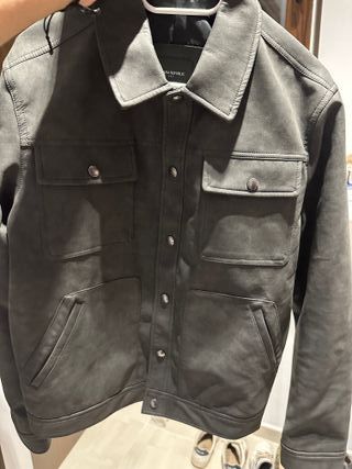 Chaqueta Piel Banana Republic Gris