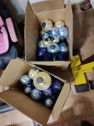 Bolas Navidad Cristal Azul y Dorado