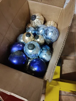 Bolas Navidad Cristal Azul y Dorado