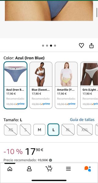 Pack 4 Tangas Tommy Hilfiger Azul Talla L.ORIGINAL