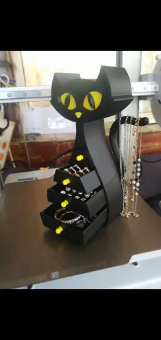 Joyero Gato Negro 3D – Organizador Original