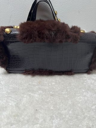 Borsa donna ecopelle marrone e oro