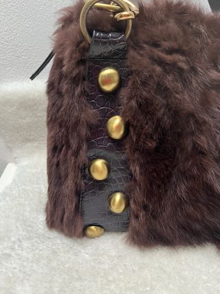 Borsa donna ecopelle marrone e oro