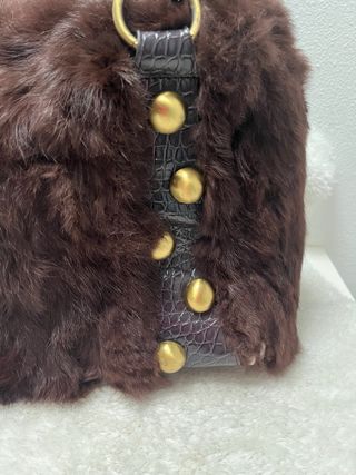 Borsa donna ecopelle marrone e oro