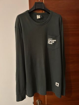 Camiseta G-Star manga larga verde militar Talla L