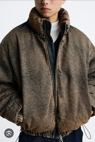 Zara Chaqueta Denim Marrón y Negra