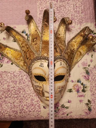 Maschera veneziana Jester blu e dorata