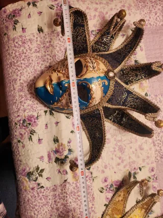 Maschera veneziana Jester blu e dorata