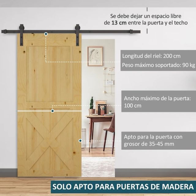 Herraje Puerta Corredera de Madera 200 cm