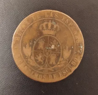 Moneda 5 céntimos Isabel II 1868