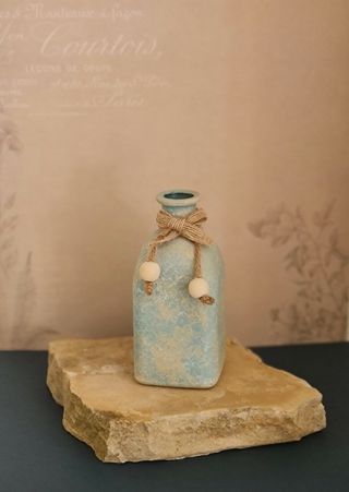 Vaso effetto ceramica pietra beige e blu