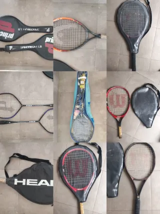 Lote de raquetas de tenis y bádminton