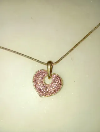 Colgante corazón rosa y pendientes