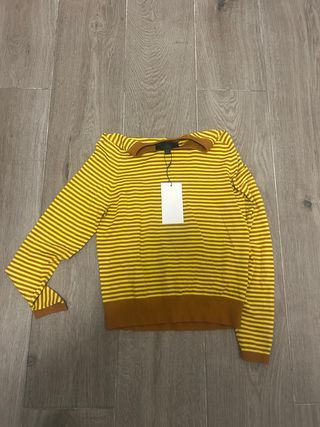Jersey Zara Rayas Marrón y Amarillo