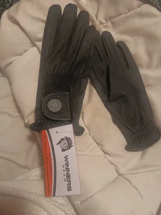 Guantes de equitación de cuero negro