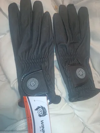 Guantes de equitación de cuero negro