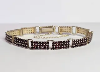 Bracciale Argento 835  e Granati Rossi