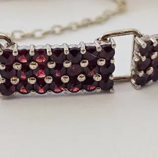 Bracciale Argento 835  e Granati Rossi