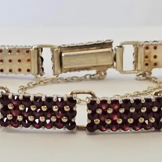 Bracciale Argento 835  e Granati Rossi