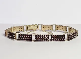 Bracciale Argento 835  e Granati Rossi