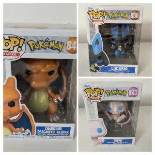 Pack 3 Funkos Pokémon: Charizard, Mew, Lucario
