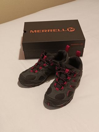 Zapatillas Merrell Trekking Mujer Negras Rojas