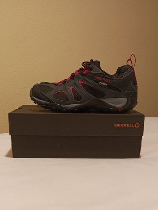 Zapatillas Merrell Trekking Mujer Negras Rojas