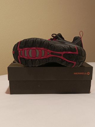 Zapatillas Merrell Trekking Mujer Negras Rojas