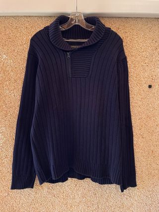 Jersey azul cuello cardigan con cremallera