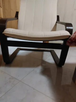 Sillón relax Ikea beige y madera