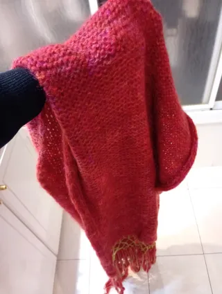 Chal bufanda tejido rosa y rojo