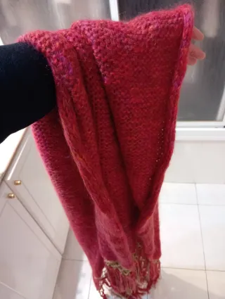 Chal bufanda tejido rosa y rojo